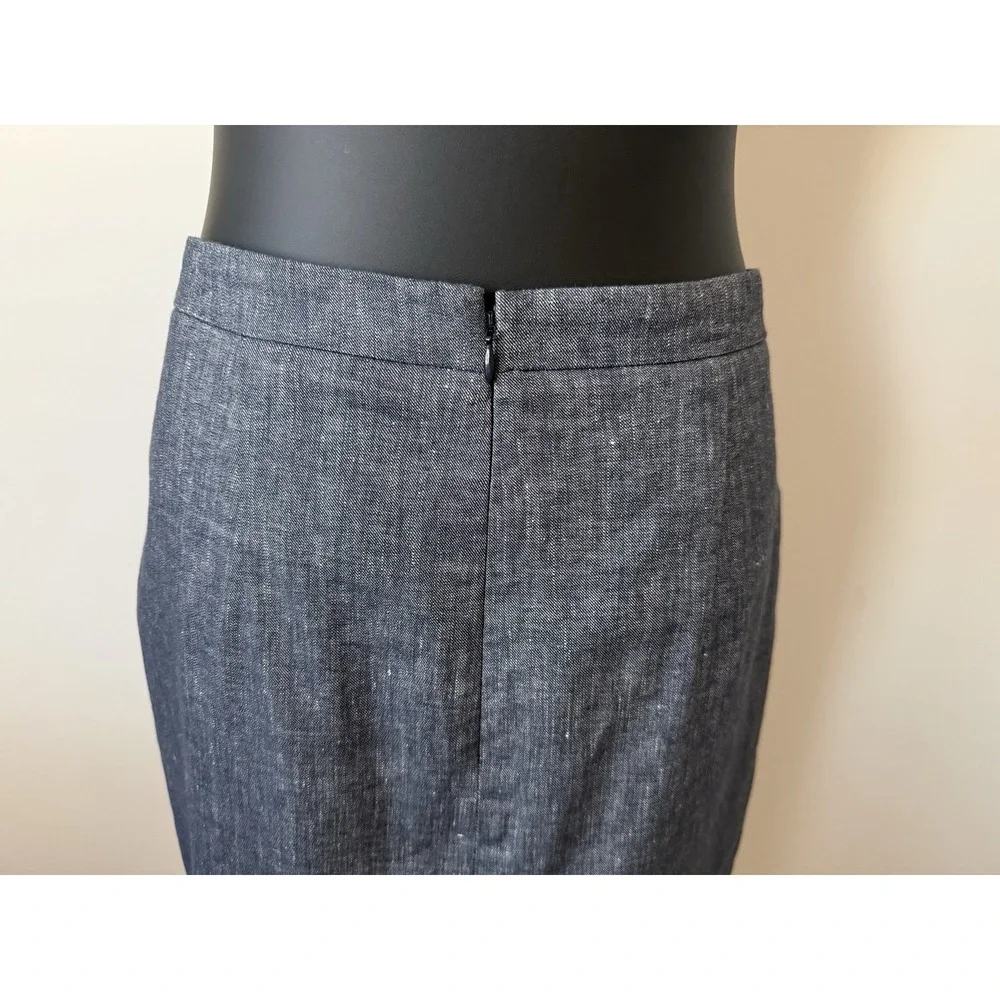 ANN TAYLOR Women's 8P Linen Blend Blue Chambray Belted Skirt Lined Petite NWOT - Picture 10 of 16